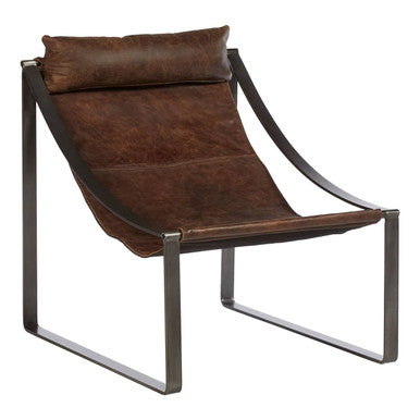 Orsina Hoxton Brown Leather Sling Chair – Modern Lounge Accent Seating