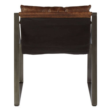 Orsina Hoxton Brown Leather Sling Chair – Modern Lounge Accent Seating