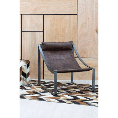 Orsina Hoxton Brown Leather Sling Chair – Modern Lounge Accent Seating