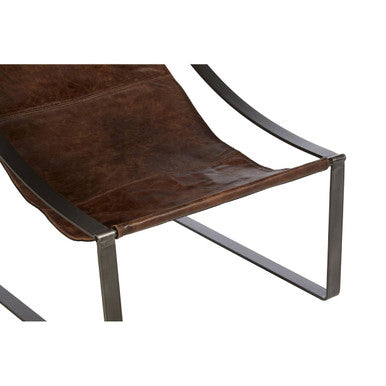 Orsina Hoxton Brown Leather Sling Chair – Modern Lounge Accent Seating