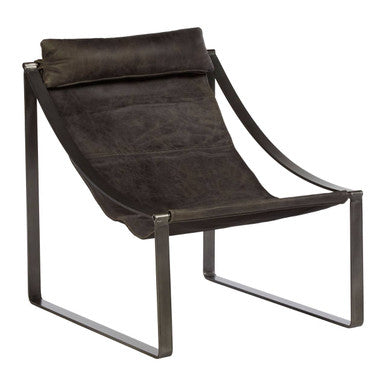 Orsina Hoxton Antique Black Leather Sling Chair – Modern Accent Seating