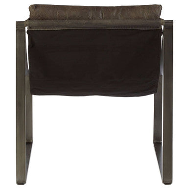 Orsina Hoxton Antique Black Leather Sling Chair – Modern Accent Seating