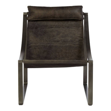 Orsina Hoxton Antique Black Leather Sling Chair – Modern Accent Seating