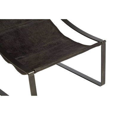 Orsina Hoxton Antique Black Leather Sling Chair – Modern Accent Seating