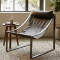 Orsina Hoxton Antique Black Leather Sling Chair – Modern Accent Seating