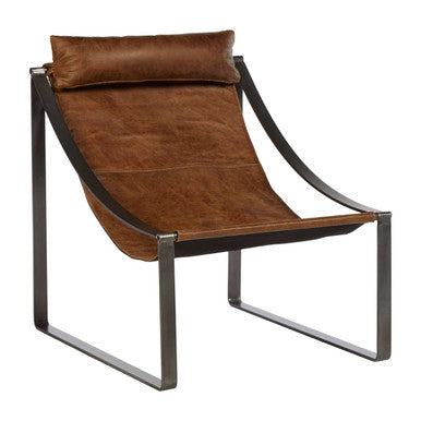 Orsina Hoxton Light Brown Genuine Leather Sling Accent Chair