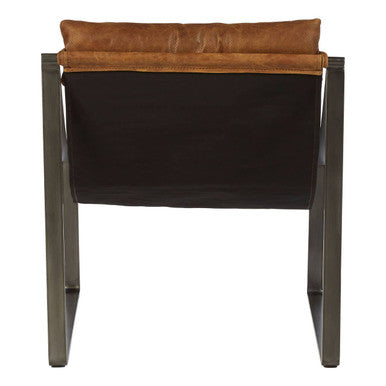 Orsina Hoxton Light Brown Genuine Leather Sling Accent Chair