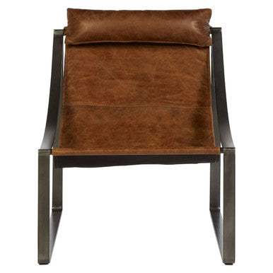 Orsina Hoxton Light Brown Genuine Leather Sling Accent Chair