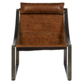 Orsina Hoxton Light Brown Genuine Leather Sling Accent Chair