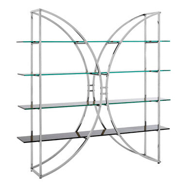 Orsina Vogue Curved Shelf Unit | Stainless Steel & Black Glass