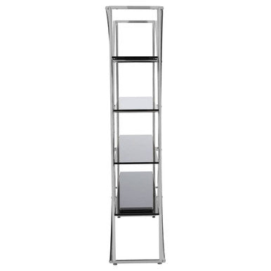 Orsina Vogue Curved Shelf Unit | Stainless Steel & Black Glass