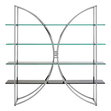 Orsina Vogue Curved Shelf Unit | Stainless Steel & Black Glass