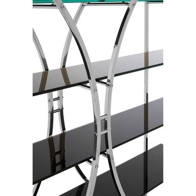 Orsina Vogue Curved Shelf Unit | Stainless Steel & Black Glass
