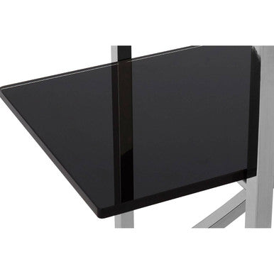 Orsina Vogue Curved Shelf Unit | Stainless Steel & Black Glass