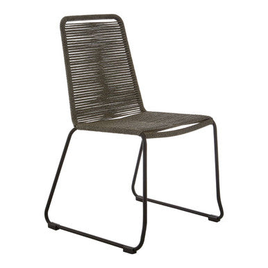 Orsina Sisal Grey Rope Dining Chair | Modern Black Iron Frame