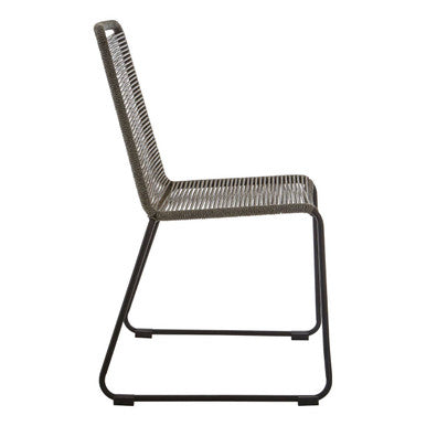 Orsina Sisal Grey Rope Dining Chair | Modern Black Iron Frame