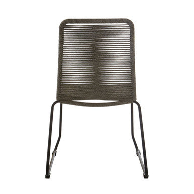 Orsina Sisal Grey Rope Dining Chair | Modern Black Iron Frame
