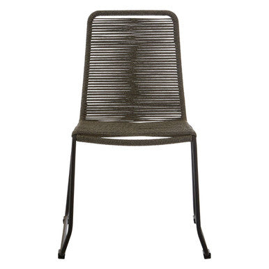 Orsina Sisal Grey Rope Dining Chair | Modern Black Iron Frame