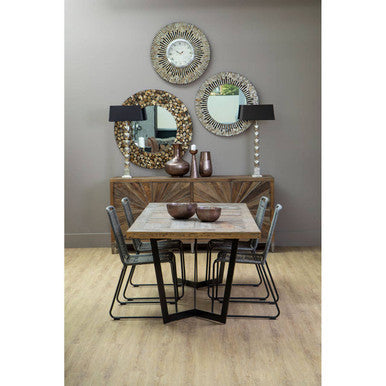 Orsina Sisal Grey Rope Dining Chair | Modern Black Iron Frame