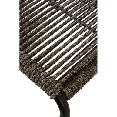 Orsina Sisal Grey Rope Dining Chair | Modern Black Iron Frame