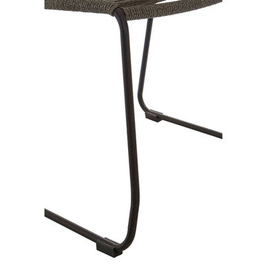 Orsina Sisal Grey Rope Dining Chair | Modern Black Iron Frame