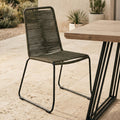 Orsina Sisal Grey Rope Dining Chair | Modern Black Iron Frame