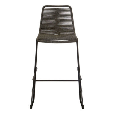 Orsina Sisal Grey Rope Bar Chair | Modern Black Iron Counter Stool