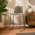 Orsina Sisal Grey Rope Bar Chair | Modern Black Iron Counter Stool