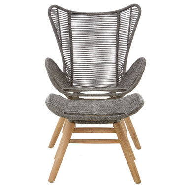 Orsina Sisal Grey Rope Lounge Chair and Footstool – Steel & Wood