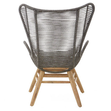 Orsina Sisal Grey Rope Lounge Chair and Footstool – Steel & Wood