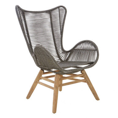Orsina Sisal Grey Rope Lounge Chair and Footstool – Steel & Wood