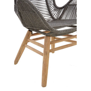 Orsina Sisal Grey Rope Lounge Chair and Footstool – Steel & Wood