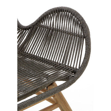 Orsina Sisal Grey Rope Lounge Chair and Footstool – Steel & Wood