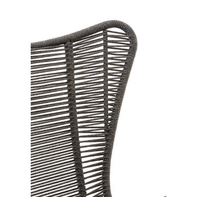 Orsina Sisal Grey Rope Lounge Chair and Footstool – Steel & Wood