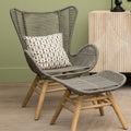 Orsina Sisal Grey Rope Lounge Chair and Footstool – Steel & Wood