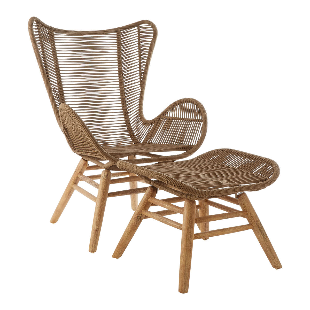 Orsina Sisal Latte Rope Lounge Chair and Footstool – Steel & Wood