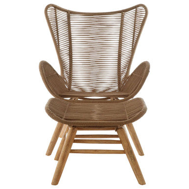 Orsina Sisal Latte Rope Lounge Chair and Footstool – Steel & Wood
