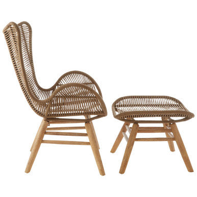 Orsina Sisal Latte Rope Lounge Chair and Footstool – Steel & Wood
