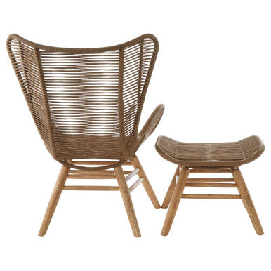 Orsina Sisal Latte Rope Lounge Chair and Footstool – Steel & Wood