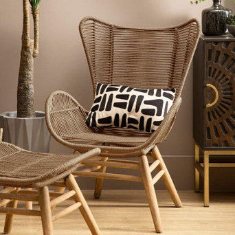 Orsina Sisal Latte Rope Lounge Chair and Footstool – Steel & Wood