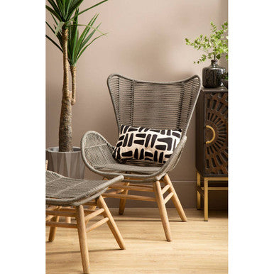 Orsina Sisal Latte Rope Lounge Chair and Footstool – Steel & Wood