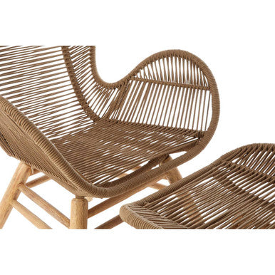 Orsina Sisal Latte Rope Lounge Chair and Footstool – Steel & Wood