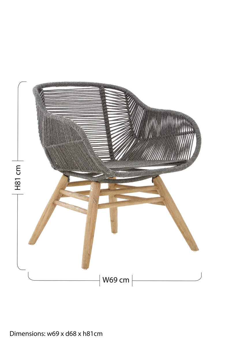 Orsina Sisal Grey Rope Armchair – Coastal Iron Frame Accent Chair