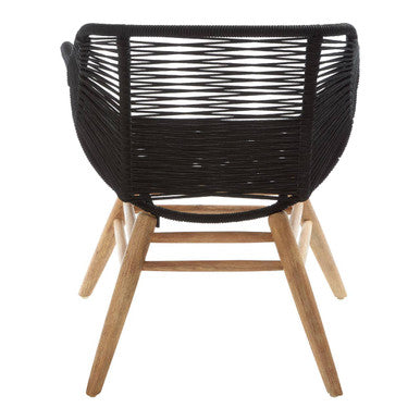 Orsina Sisal Black Rope Armchair | Modern Iron and Wood Accent Chair