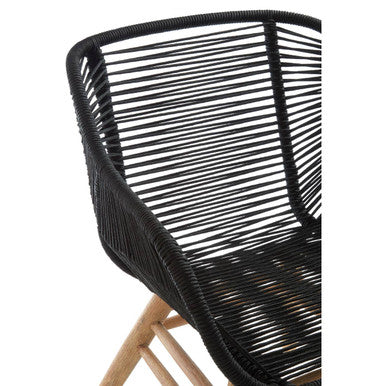 Orsina Sisal Black Rope Armchair | Modern Iron and Wood Accent Chair