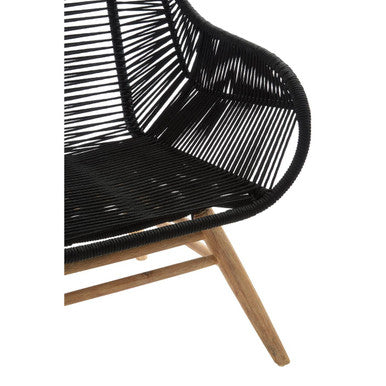 Orsina Sisal Black Rope Armchair | Modern Iron and Wood Accent Chair