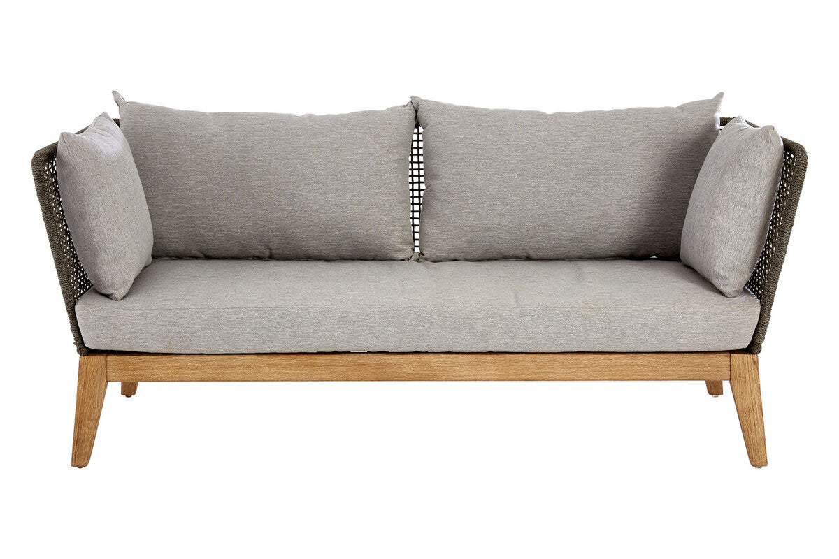 Orsina Opus 3 Seater Grey Sofa | Mid-Century Woven Rope Couch
