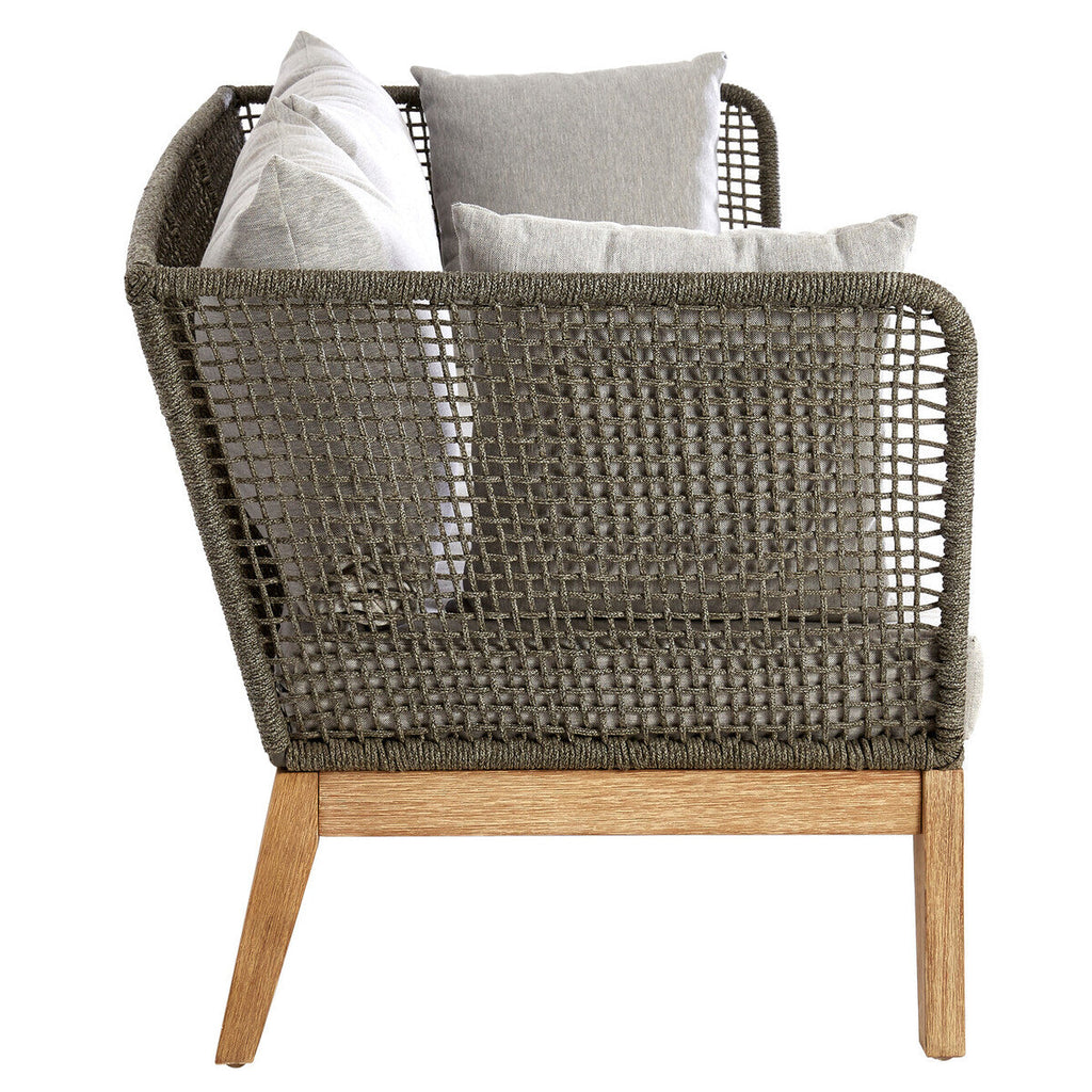 Orsina Opus 3 Seater Grey Sofa | Mid-Century Woven Rope Couch