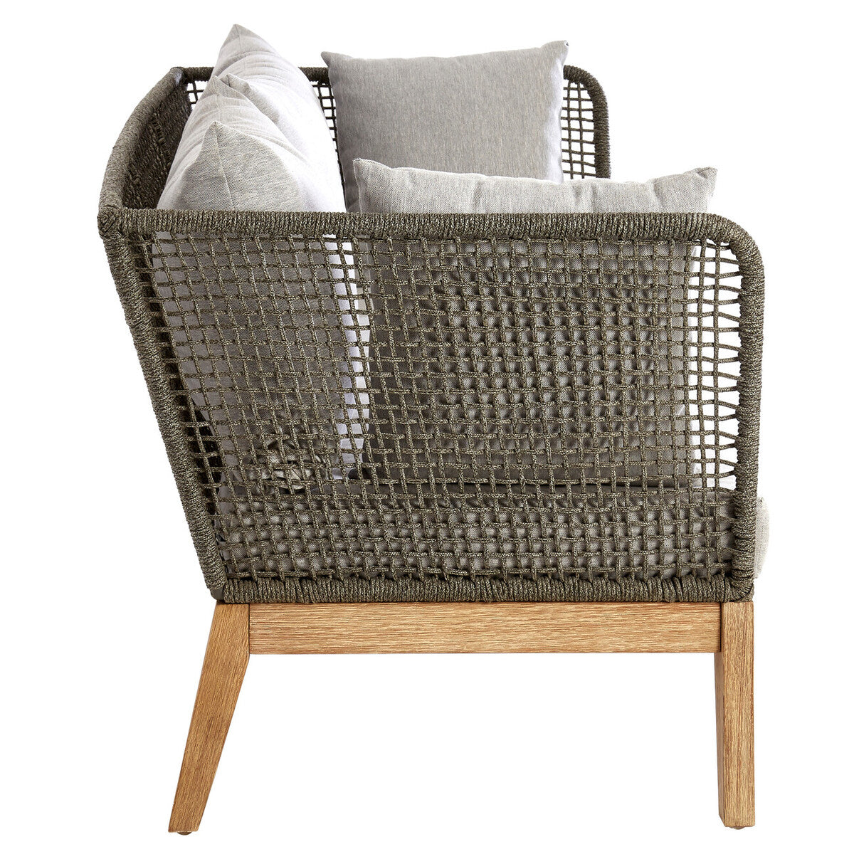 Orsina Opus 3 Seater Grey Sofa | Mid-Century Woven Rope Couch