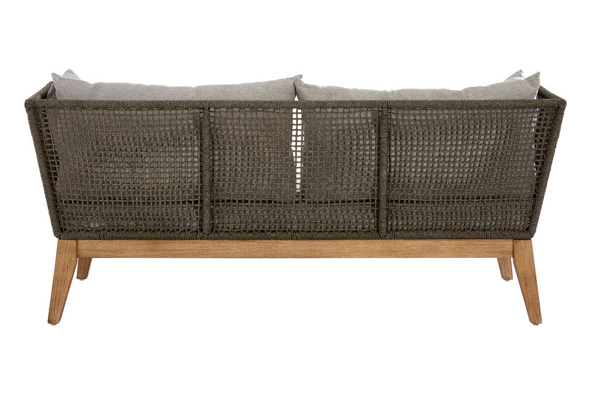 Orsina Opus 3 Seater Grey Sofa | Mid-Century Woven Rope Couch